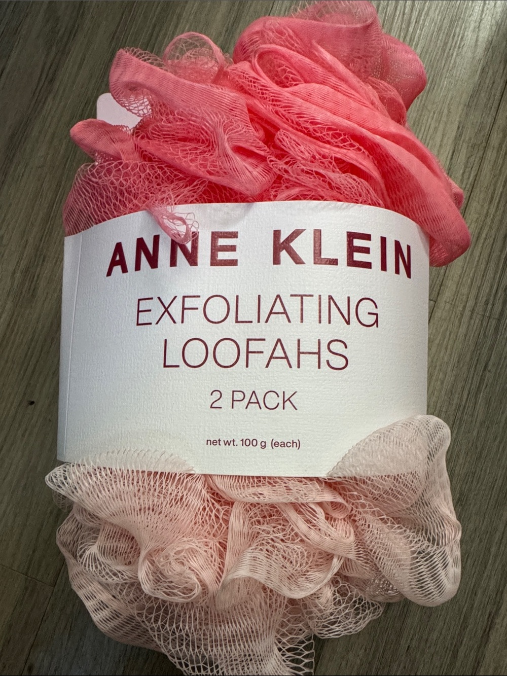 Anne Klein Coral and Blush Pink Exfoliating Loofah Duo